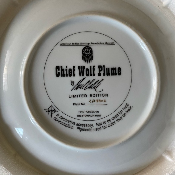 Chief Wolf Plume fine porcelain limited edition plate - Picture 2 of 3
